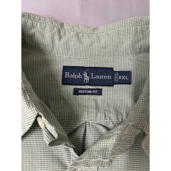 Ralph Lauren Shirt Mens 2XL XXL Gingham Oxford Custom Fit Dress Button Down VTG - Picture 6 of 16